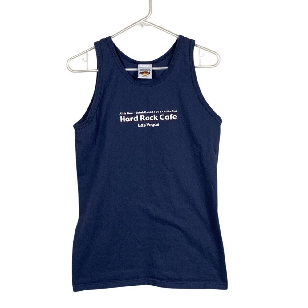 Vintage  Hard Rock Cafe  Blue Tank Top Women's  Size Small Petite Made In USA